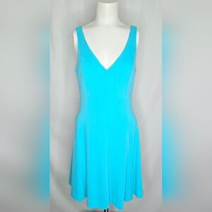 Amanda Uprichard Aqua Formal V-Neck Fit and Flare Dress Size‎ M MSRP $286